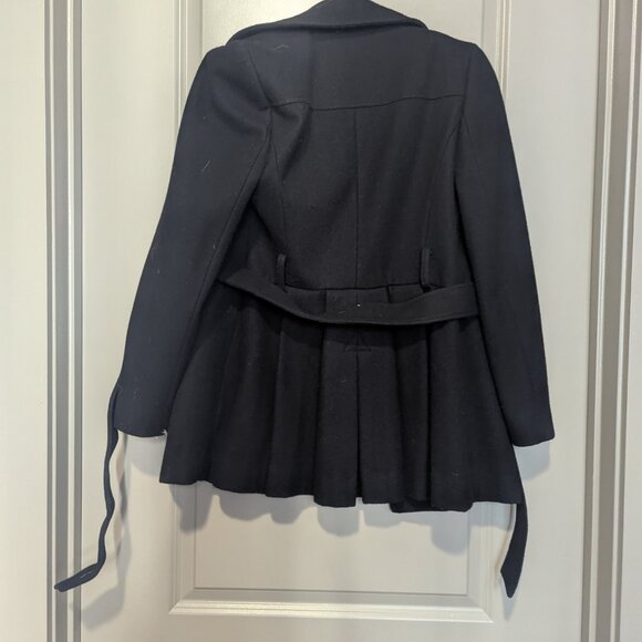 Via Spiga Women's Black Wool Blend Double Breasted Pea Coat Size 6 - Picture 2 of 5